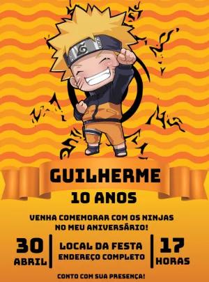 Convite de Aniversário Naruto Chibi para Editar Online