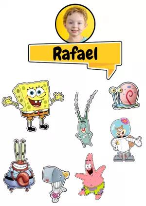 Topo de Bolo Bob Esponja com Foto para Editar Online