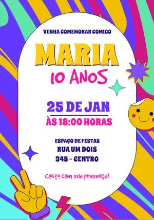 Convite de Aniversário Balada Retrô para Editar Online