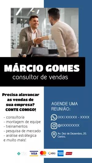 Cartão de Visita Consultor de Vendas Profissional para Editar