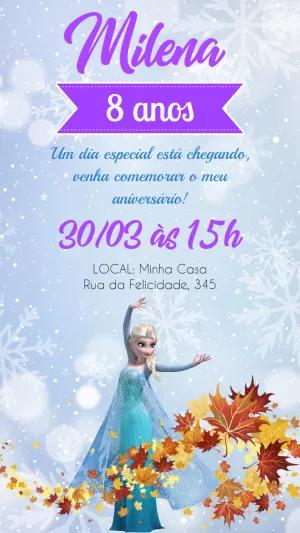 Convite Aniversário Frozen Elsa para Editar e Enviar Online