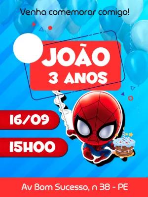 Convite Aniversário Homem Aranha Editável para Imprimir