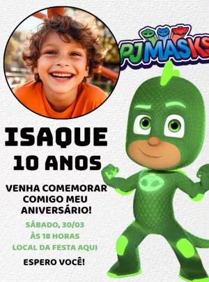 Convite de Aniversário PJ Masks com Foto para Editar Online