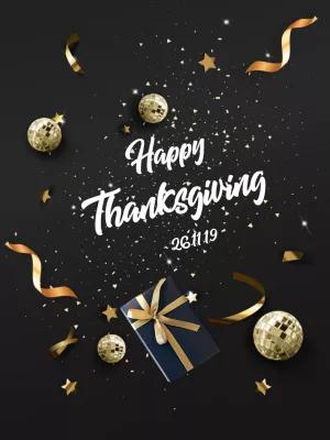 Elegant Thanksgiving Invitation with Gold Accents to Edit Online