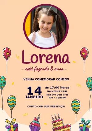 Convite de Aniversário Infantil com Foto para Editar Online