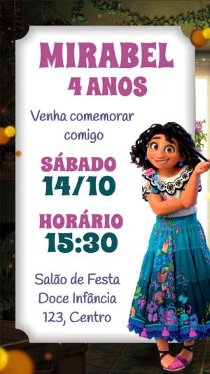 Convite de Aniversário Encanto com Mirabel para Editar Online