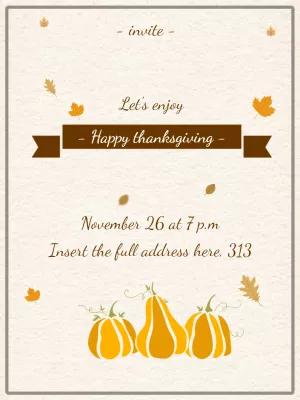 Thanksgiving Invitation with Pumpkins to Edit Online