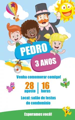 Convite de Aniversário Mundo Bita com Personagens para Editar