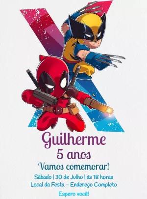 Convite de Aniversário Deadpool e Wolverine para Editar Online