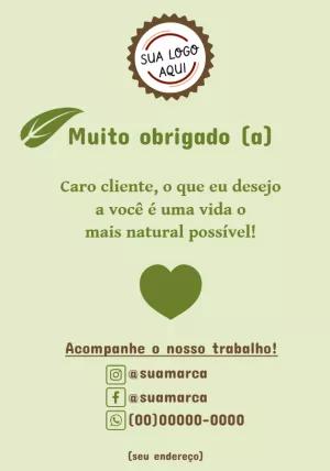 Cartão de Agradecimento Natural para Editar e Imprimir