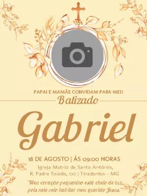 Convite de Batizado com Foto Delicado para Editar Online