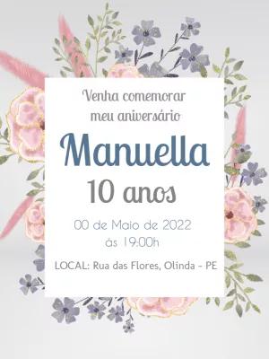 Convite de Aniversário Floral Delicado para Editar Online