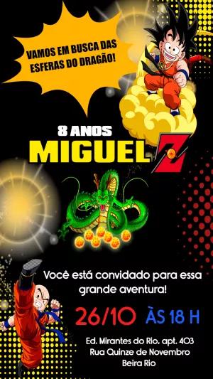 Convite Aniversário Dragon Ball Z com Goku para Editar Online