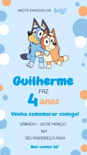 Convite de Aniversário Bluey e Bingo para Editar Online