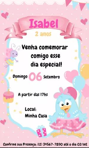 Convite Aniversário Galinha Pintadinha Candy para Editar Online