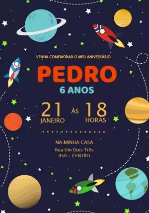 Convite de Aniversário Galáxia Espacial para Editar Online