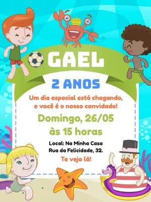 Convite Aniversário Mundo Bita Fundo do Mar para Editar Online
