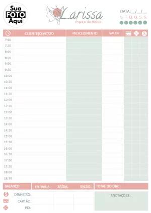 Folha de Agendamento para Estética Editável Online