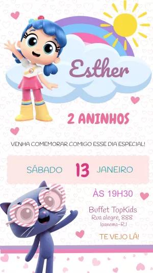 Convite Aniversário Vera e o Reino do Arco Íris para Editar
