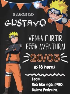 Convite Aniversário Naruto Editável Online para Imprimir