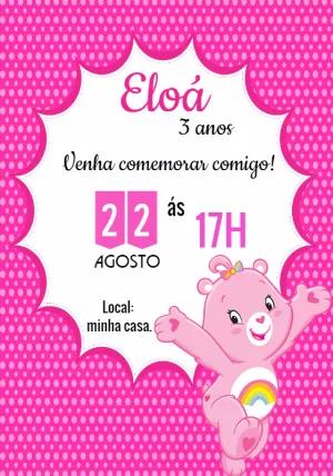 Convite Aniversário Ursinhos Carinhosos Animadinha para Editar