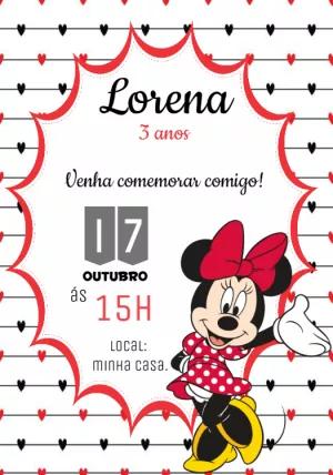 Convite de Aniversário Minnie Vermelha para Editar Online
