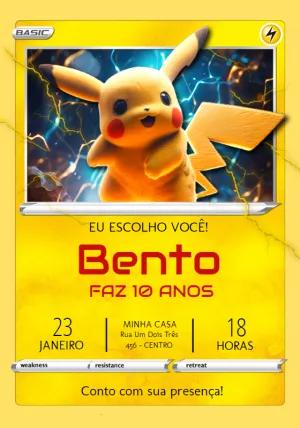 Convite de Aniversário Pokémon Estilo Carta para Editar Online