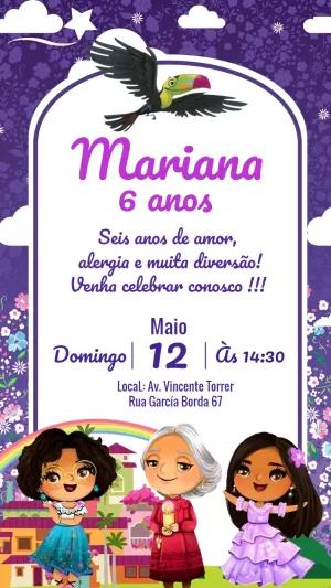 Convite Aniversário Encanto Madrigal com Personagens para Editar