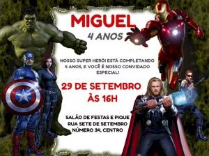 Convite de Aniversário Vingadores com Heróis para Editar Online