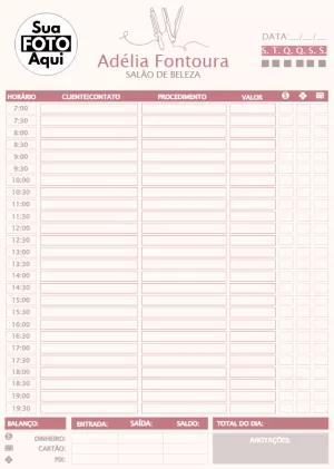 Folha de Agendamento Salão de Beleza Editável para Imprimir