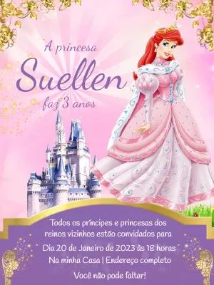 Convite Aniversário Princesa Ariel para Editar Online