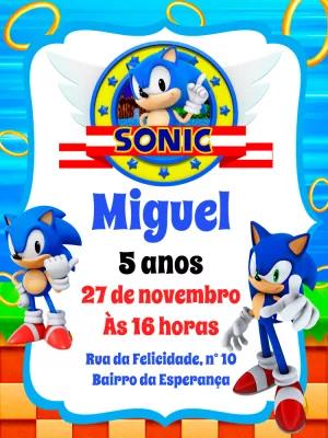 Convite de Aniversário do Sonic para Editar Online e Imprimir