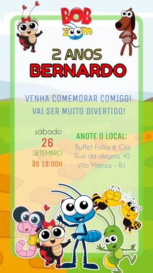 Convite Aniversário Bob Zoom e sua Turma Editável Online