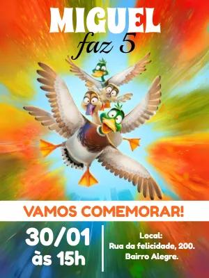 Convite de Aniversário Patos Divertidos para Editar Online
