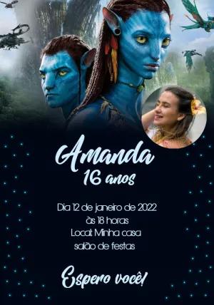 Convite Aniversário Avatar com Foto para Editar Online