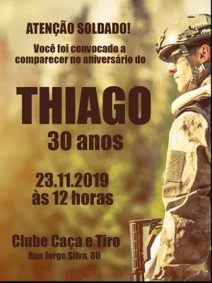 Convite de Aniversário Exército Camuflado para Editar Online