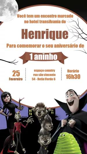 Convite de Aniversário Hotel Transilvânia para Editar Online