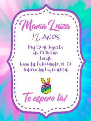 Convite de Aniversário Tie Dye para Editar Online