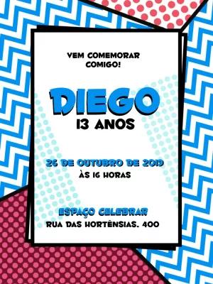 Convite de Aniversário Pop Art para Editar Online