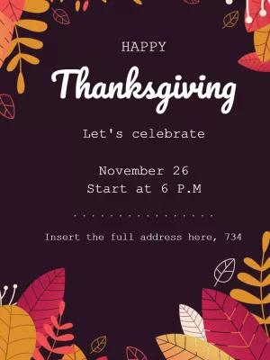 Thanksgiving Invitation with Autumn Leaves to Edit Online