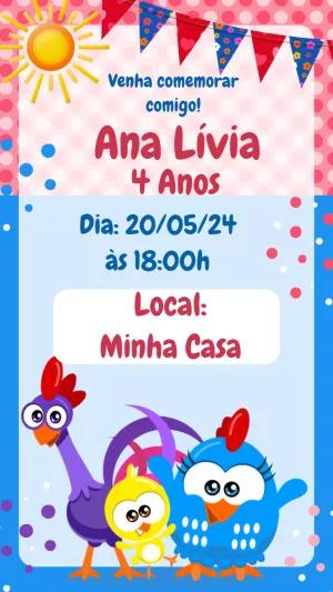 Convite Aniversário Galinha Pintadinha com Personagens para Editar