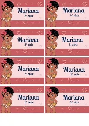 Etiqueta Escolar Moana Baby para Editar e Imprimir
