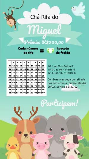 Chá Rifa Safari Baby com Animais Fofos para Editar Online