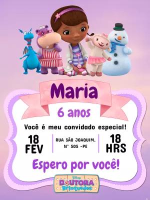 Convite de Aniversário Doutora Brinquedos para Editar Online