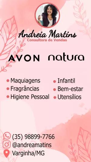 Cartão de Visita Consultora Avon e Natura Editável Online