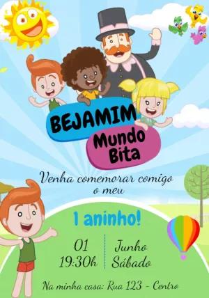 Convite de Aniversário Mundo Bita para Editar Online