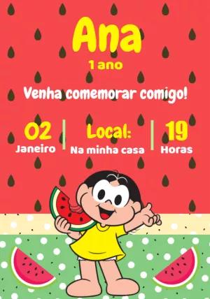 Convite Aniversário Magali Melancia para Editar Online