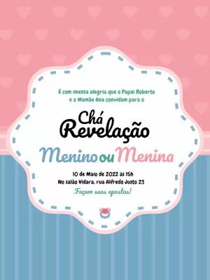 Convite Chá Revelação Menino ou Menina Editável Online