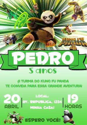 Convite de Aniversário Kung Fu Panda 4 para Editar Online