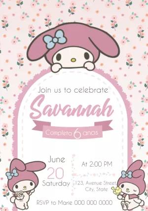 My Melody Birthday Invitation Template to Edit Online